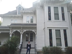 Standing in front of the Truman home.